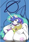  anthro anthrofied areola banana big_breasts breasts equid equine female food friendship_is_magic fruit fur hair hasbro hi_res horn huge_breasts mammal mostly_nude multicolored_hair my_little_pony nipples plant princess_celestia_(mlp) rainbow_hair sailoranna solo unicorn white_body white_fur 
