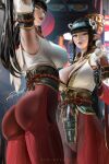  2:3 big_breasts big_butt black_hair breasts butt butt_pose capcom female hair hinoa_(monster_hunter) humanoid humanoid_pointy_ears looking_at_viewer mammal minoto_the_hub_maiden monster_hunter monster_hunter_rise not_furry pose video_games wyverian zumi 