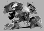  2020 absurd_res action_pose ambiguous_gender armor attack bionicle biped bohrok claws curled_up digital_drawing_(artwork) digital_media_(artwork) grey_background group hi_res jeetdoh lego machine monochrome motion_lines mouthless not_furry pose robot signature simple_background standing 