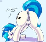  absurd_res anus ass_up blue_hair butt dialogue english_text equid equine female feral friendship_is_magic genitals hair hasbro hi_res horn mammal my_little_pony nexcoyotlgt nipples pussy solo teats text unicorn vinyl_scratch_(mlp) white_body 