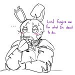  ... 2021 animatronic anthro blush bodily_fluids dialogue english_text five_nights_at_freddy&#039;s five_nights_at_freddy&#039;s_3 frown furniture half-closed_eyes hi_res humor lagomorph leporid long_ears machine male mammal meme monsterdongles narrowed_eyes notched_ear portrait rabbit reaction_image robot simple_background sitting sketch solo springtrap_(fnaf) sweat table teeth text thinking torn_arm torn_body torn_face video_games white_background white_body white_eyes white_nose wire 