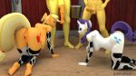  3d_(artwork) absurd_res all_fours animal_genitalia animal_humanoid animal_penis animal_print anthro applejack_(mlp) balls barn big_breasts big_penis blender_(software) blonde_hair blue_eyes bodily_fluids bovid bovid_humanoid bovine bovine_humanoid braeburn_(mlp) breasts bucket butt caramel_(mlp) cattle_humanoid clothing collar cow_print cowbell cum cum_bucket cutie_mark digital_media_(artwork) equid equine equine_penis facial_piercing farm female friendship_is_magic genital_fluids genitals green_eyes group hair hasbro hi_res horn horse huge_filesize humanoid iliketurtles65 legwear looking_up male mammal mammal_humanoid milk my_little_pony nipple_piercing nipples nose_piercing nose_ring orange_body outside penis pet petplay piercing pony pregnant pregnant_female purple_hair pussy rarity_(mlp) roleplay stockings submissive submissive_female tag tongue tongue_out white_body 