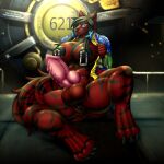  anthro bethesda_softworks chancellor_bayn fallout genitals herm hi_res intersex knot muscular muscular_intersex nipple_piercing nipples penile_spines penis piercing pinup pose pussy solo tiger-wolf-hybrid video_games zi0808 