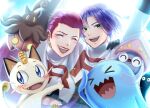  gen_1_pokemon gen_2_pokemon gen_6_pokemon gourgeist happy highres inkay james_(pokemon) jessie_(pokemon) meowth pokemon pokemon_(anime) pokemon_(creature) pokemon_(game) pokemon_xy smile wobbuffet znbi_ovo 