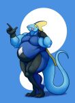  3_toes 5_fingers absurd_res anthro belly big_belly big_muscles blue_background blue_belly blue_body blue_tail bluejeff24 feet fingers half-closed_eyes hi_res inteleon jeffieb19 love_handles male musclegut muscular muscular_anthro muscular_male narrowed_eyes nintendo overweight overweight_anthro overweight_male pecs pink_tongue pok&eacute;mon pok&eacute;mon_(species) pose simple_background solo thick_thighs toes tongue tongue_out video_games yellow_eyes 