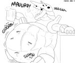  &lt;3 2017 2_horns 3_fingers 3_toes abdominal_bulge after_vore aggron alcohol anthro anthro_pred arm_support artist_name belly beverage big_belly biped black_and_white burping cass_(thelawlrift) claws dated digital_media_(artwork) eyelashes fan_character feet female female_pred fidchellvore finger_claws fingers holding_beverage holding_object horn monochrome motion_lines nintendo nude open_mouth oral_vore plantigrade pok&eacute;mon pok&eacute;mon_(species) rumbling_stomach scalie side_view simple_background sitting sketch soft_vore solo sound_effects struggling toe_claws toes tongue unseen_character video_games vore white_background 