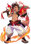  abs absurd_res anthro canid canine clothed clothing fire hi_res magic male mammal manadezimon melee_weapon muscular muscular_male pecs scar solo sword topless weapon 