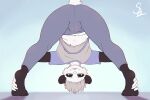  aimi_(sleepysushiroll) anthro blush bottomwear bulge clothed clothing giant_panda looking_at_viewer male mammal pants shirt siamkhan smile solo stretching t-shirt topwear ursid yoga 