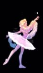  1girl back_cutout ballerina ballet beling0210 blonde_hair braid bug butterfly clothing_cutout disney flower hair_flower hair_ornament insect long_hair pantyhose pointe_shoes puffy_sleeves rapunzel_(disney) smile tangled tutu very_long_hair 