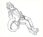 absurd_res black_and_white bottomwear clothing denim denim_clothing dragon erection genitals hi_res horn invalid_tag jeans male monochrome nude pants partly_clothed pen pencil_(disambiguation) penis solo traditional_media_(artwork) underwear 
