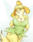  absurd_res animal_crossing anthro big_breasts blush breasts canid canine canis cleavage clothed clothing crossover disney domestic_dog female hand_on_breast hi_res kyron-ladon mammal nintendo peter_pan shih_tzu shy slightly_chubby solo thick_thighs tight_clothing tinkerbelle toy_dog video_games wings 