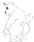  2021 angry angusart anthro backsack balls butt genitals male mammal penis simple_background sketch slightly_chubby solo ursid white_background 