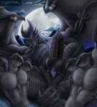  2021 absurd_res anal anal_fingering anal_masturbation anthro anus black_body black_scales blue_body blue_scales bodily_fluids butt claws crazydrak dragon finger_claws fingering full_moon genital_fluids genitals hi_res horn jrbart knot lying male masturbation membrane_(anatomy) membranous_wings moon muscular muscular_anthro muscular_male on_back penis precum presenting presenting_hindquarters ridged_penis scales scalie sharp_teeth slit solo teeth tongue tongue_out vein veiny_penis western_dragon wings zarizav 