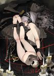  ball_gag barefoot bdsm bondage bound broken chain doll doll_joints feet gag gagged jewelry moruga nude red_eyes rozen_maiden silver_hair solo suigintou toe_ring 