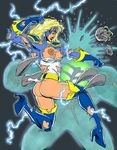  ass blonde_hair breasts city_of_heroes electricity erect_nipples invincibelle skeleton torn_clothes 