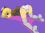  bad_id bad_pixiv_id blonde_hair kirise_mitsuru kurodani_yamame lace lace-trimmed_panties panties short_hair socks solo striped striped_panties thighhighs touhou underwear 