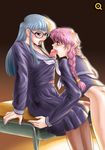  behind_moon bulge dulce_report fellatio futa_on_futa futanari pantyhose q_(artist) 