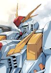  cloud cloudy_sky commentary_request gamiani_zero gundam gundam_hathaway&#039;s_flash highres mecha mobile_suit no_humans science_fiction shiny sky solo upper_body v-fin xi_gundam 