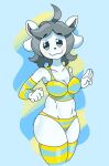  anthro breasts canid canine clothed clothing felid feline female hair kwooby1 mammal simple_background tem temmie_(undertale) topwear undertale video_games white_body 