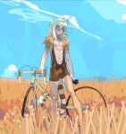  abs anthro bicycle big_penis bulge eyes_closed fields genitals hi_res lagomorph lambrey leporid male mammal penis rabbit resting skinny solo 