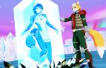  3d_(artwork) anthro blue_body blue_fur blue_hair breasts canid canine canis clothing crystal digital_media_(artwork) duo eyes_closed female fox fox_mccloud fur hair hi_res krystal male malicekira mammal nintendo star_fox trapped video_games white_body white_fur 