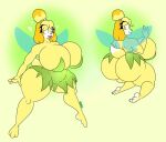  &lt;3 animal_crossing anthro big_breasts big_butt breasts butt canid canine canis clothed clothing cosplay crossover crossover_cosplay disney domestic_dog fairy female hi_res huge_breasts huge_butt isabelle_(animal_crossing) mammal nintendo no_underwear riku9797 shih_tzu solo thick_thighs tinkerbell tinkerbelle toy_dog video_games yellow_body 
