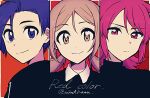  bad_id bad_pixiv_id blue_eyes blue_hair border brown_eyes brown_hair closed_mouth collared_shirt english_text ethan_(pokemon) gensi high_collar jacket looking_at_viewer lyra_(pokemon) pokemon pokemon_(game) pokemon_hgss red_eyes red_hair shirt short_hair sidelocks signature silver_(pokemon) smile twintails 