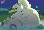  &lt;3 anthro anthrofied areola avian beak belly big_breasts big_butt bird breasts butt cloud curvy_figure detailed_background feathers female garuda_six huge_breasts huge_butt moon nintendo non-mammal_breasts obese obese_anthro obese_female outside overweight overweight_anthro overweight_female pok&eacute;mon pok&eacute;mon_(species) sky solo swanna thick_thighs tongue tongue_out video_games voluptuous water white_body white_feathers 