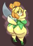  absurd_res animal_crossing anthro big_breasts big_butt breasts butt canid canine canis cosplay crossover crossover_cosplay disney domestic_dog fairy female geebie33 hi_res high_heels huge_butt isabelle_(animal_crossing) mammal nintendo shih_tzu solo thick_thighs tinkerbell tinkerbelle toy_dog video_games yellow_body 