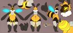  2021 4_fingers absurd_res arthropod bee big_butt bulge butt butt_shot crotch_shot fingers fur hi_res hybrid hymenopteran insect lightningfire12 machine male model_sheet protogen rgbee simple_background solo stinger t_pose thick_thighs wide_hips wings yellow_body yellow_fur 