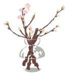  blending branch bud cherry_blossoms flower hirasawa_minami no_humans no_lineart original partially_immersed photo-referenced pink_flower plant refraction simple_background still_life transparent vase water white_background 