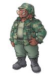  2005 anthro armor bottomwear brown_body brown_fur clothing fur headgear helmet humanoid_hands kemono low_res male mammal pants shirt simple_background slightly_chubby solo suid suina sus_(pig) topwear white_background wild_boar yuuki-abe 