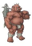  2006 anthro asian_clothing belly bulge clothing east_asian_clothing fundoshi humanoid_hands japanese_clothing kemono low_res male mammal moobs nipples overweight overweight_anthro overweight_male solo suid suina sus_(pig) underwear weapon wild_boar yuuki-abe 
