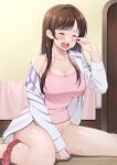  bottomless cleavage hirama kanojo_okarishimasu lingerie mizuhara_chizuru pantsu panty_pull wet 