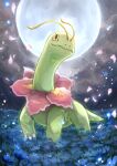  claws closed_mouth commentary_request gen_2_pokemon highres meganium moon new_pokemon_snap night no_humans outdoors petals pokemon pokemon_(creature) raika_(raika_3890) smile solo standing yellow_eyes 