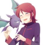  1boy ahoge bad_id bad_pixiv_id blush closed_eyes crobat crying gen_2_pokemon gensi happy happy_tears high_collar jacket male_focus open_mouth pokemon pokemon_(game) pokemon_hgss red_hair short_hair sidelocks silver_(pokemon) simple_background tears white_background 