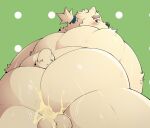  2021 anthro backsack balls big_butt blush bodily_fluids butt cum cum_on_balls cum_on_butt genital_fluids genitals kemono leib_(tas) male mammal overweight overweight_anthro overweight_male polar_bear pomupomu490 solo tokyo_afterschool_summoners ursid ursine video_games 