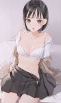 bra kinako_(shiratama_mochi) open_shirt tagme undressing 
