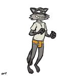  1:1 animated briefs bulge clothed clothing jogging male mammal orf orf_(character) procyonid raccoon running short_playtime simple_background smile smiling_at_viewer solo underwear white_background 