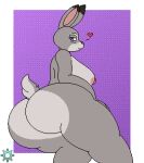  &lt;3 anthro big_breasts big_butt blush breasts butt digital_media_(artwork) disney female fur genitals grey_body grey_fur half-closed_eyes hi_res huge_butt huge_thighs judy_hopps lagomorph leporid looking_at_viewer looking_back looking_back_at_viewer mammal narrowed_eyes nipples nude pink_nose pixel pixel_(artwork) pixelated purple_eyes rabbit raised_tail retrogear side_boob simple_background smile solo sprite sprite_art thick_thighs zootopia 