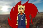  anthro braided_hair clothing emergence eyewear female glasses hair hi_res kamperkiller_(artist) mammal meme nina_tash outside rodent school_uniform sciurid solo sunny uniform 