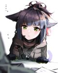  ... 2021 4:5 animal_humanoid arknights black_body black_fur blurred_foreground breasts cat_humanoid clothed clothing duo felid felid_humanoid feline feline_humanoid female fur green_eyes hair humanoid hypergryph jacket jessica_(arknights) looking_at_viewer mammal mammal_humanoid microphone moeki0329 simple_background solo_focus studio_montagne topwear video_games white_background 