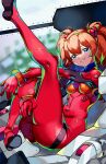  1girl alternate_hairstyle blue_eyes eva_02 feet legs neon_genesis_evangelion pilot_suit plugsuit short_twintails smile solo souryuu_asuka_langley thighs twintails yagi_(kyuhyun) 