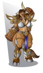 3_fingers abs anthro armor big_breasts bikini_armor blizzard_entertainment bovid bovine breasts brown_body cleavage clothed clothing digitigrade female fingers hi_res hooves horn huge_breasts mammal muscular muscular_female pauldron planktonheretic solo tail_tuft tauren thick_thighs totem tuft video_games warcraft wide_hips 