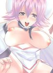  .hack//g.u. 1girl artist_request blush breasts feet hat large_breasts lowres nipples open_mouth pink_eyes pink_hair shino_(.hack//) short_hair solo thighhighs 