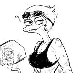  1:1 2021 ? amphibia_(series) amphibian anthro bikini black_and_white blep blush breasts cleavage clothed clothing disney eyewear eyewear_on_head female flustered lady_olivia marcy_wu monochrome newt one_eye_closed salamander_(amphibian) scar seductive sunglasses sunglasses_on_head swimwear thedarkzircon tongue tongue_out wink yunnan 