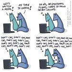  1:1 blue_body blue_fox_(foxes_in_love) blue_fur blue_tail bodily_fluids canid canine comic computer couple_(disambiguation) crying dialogue duo english_text feral fox foxes_in_love fur green_body green_fox_(foxes_in_love) green_fur green_tail hi_res laptop male_(lore) mammal shadow simple_background tears text url 