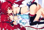  2girls ass boots breasts demon_girl demon_tail demon_wings disgaea disgaea_d2 dual_persona etna flat_chest highres iwashi_dorobou_-r- looking_at_viewer makai_senki_disgaea mini_wings multiple_girls pointy_ears red_hair slit_pupils small_breasts smile tail thigh_boots thighhighs thighhighs_under_boots wings 