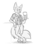  alcohol anthro beer beverage canid canine canis clothed clothing drinking fennec fox goldenrod hi_res male mammal nicnak044 sketch solo 