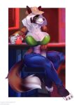  anthro big_breasts border_collie bottomwear bra breasts brun69 canid canine canis clothing collie denim denim_clothing domestic_dog elnora_magner female glass hair herding_dog jeans long_hair mammal pants pastoral_dog sheepdog solo suspension underwear white_hair 